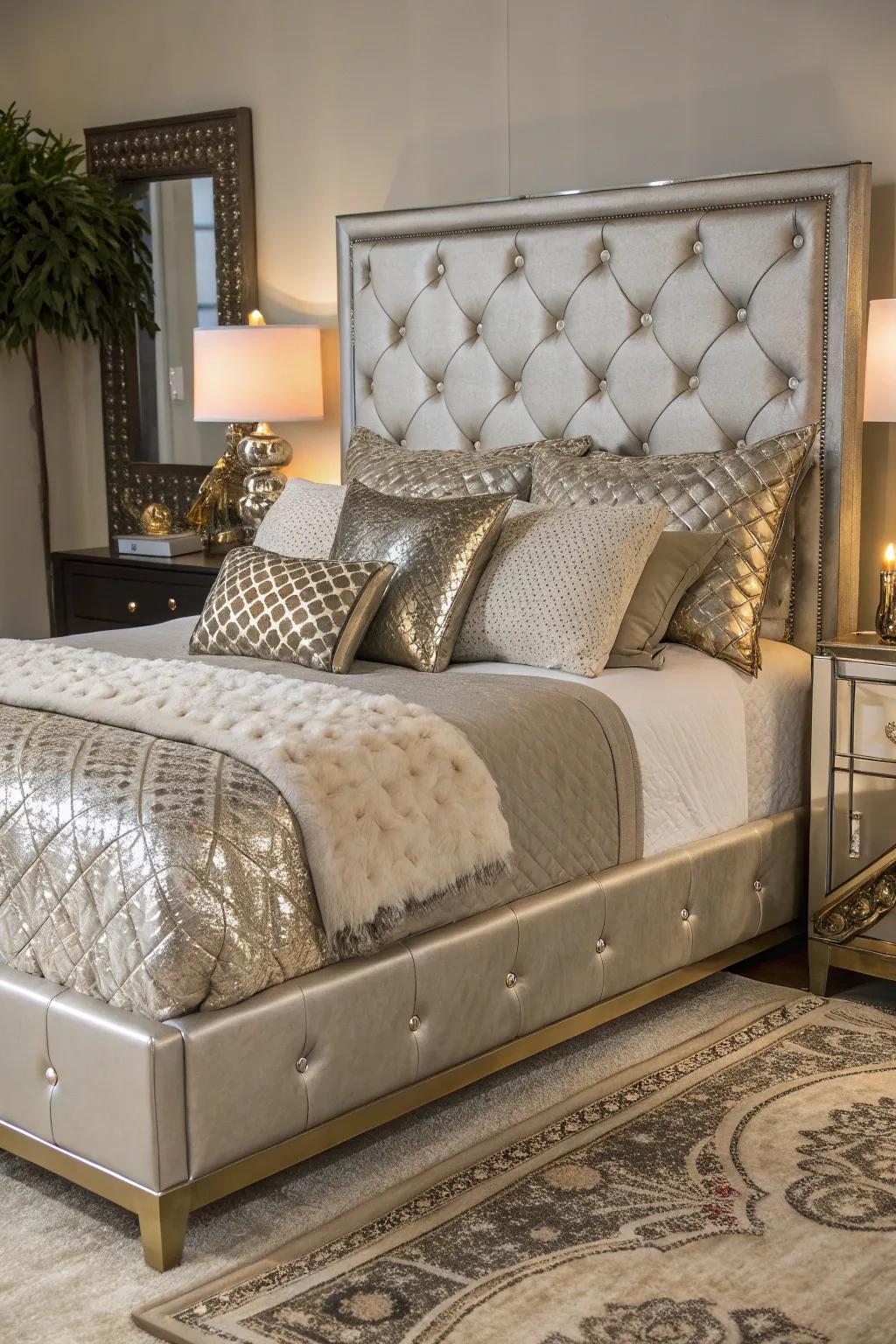 Metallic touches add a glamorous flair to your bedding.