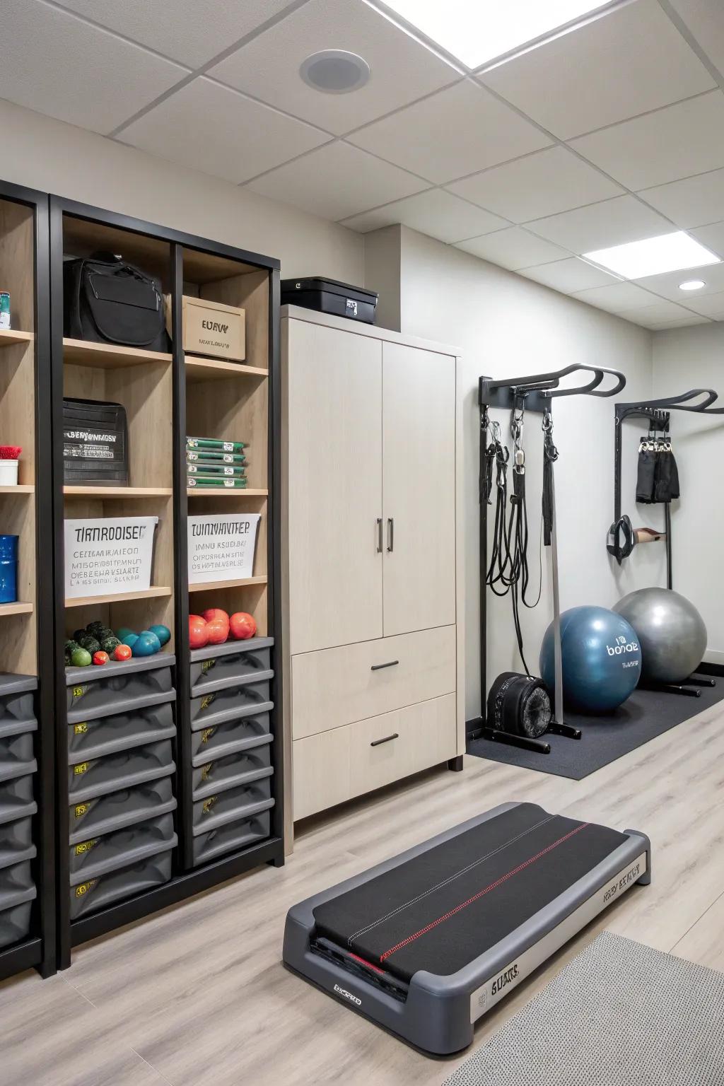 Smart storage solutions keep the room tidy and efficient.