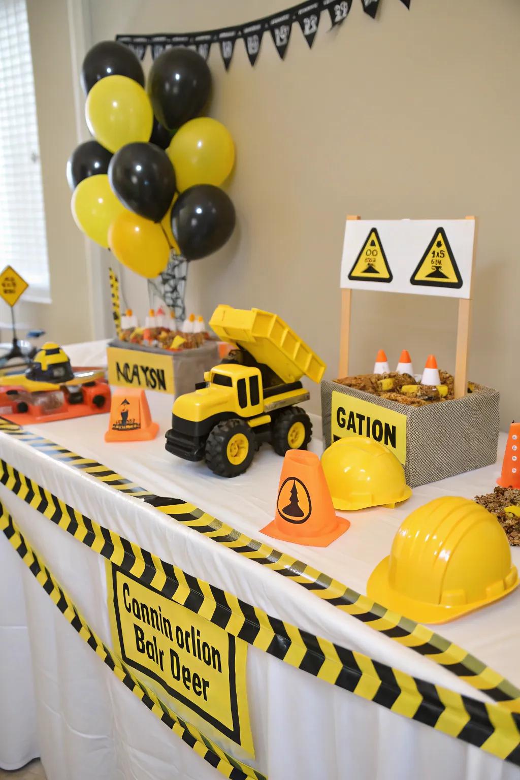 Construction-themed baby shower with playful and creative decor