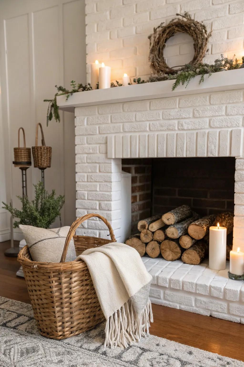 A clean fireplace with updated accessories can feel brand new.