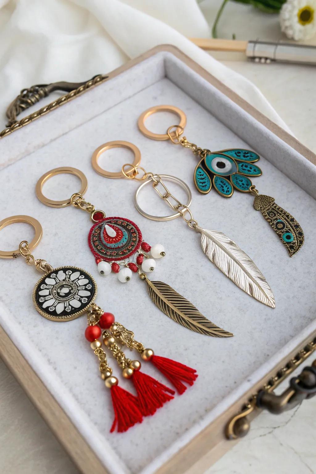 Handcrafted keychains that are both stylish and functional.