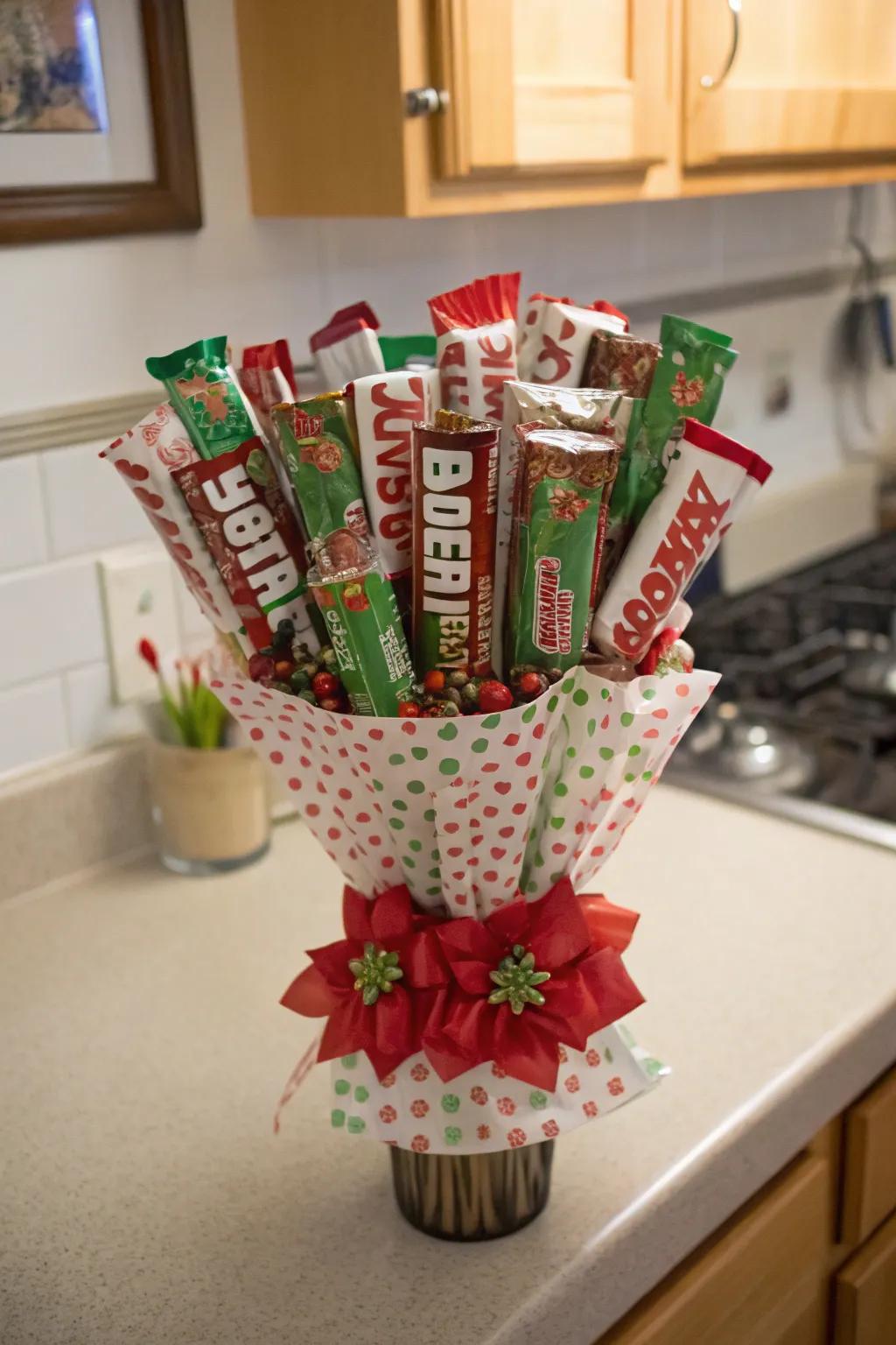 Candy bar bouquets offering a sweet and surprising gift idea.