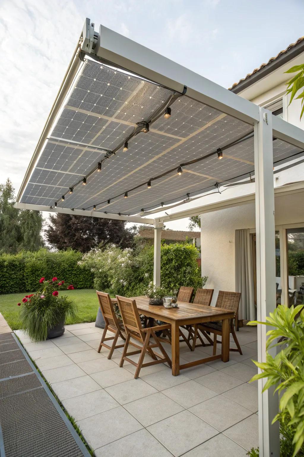 Solar-powered canvas covers blend style with sustainability.