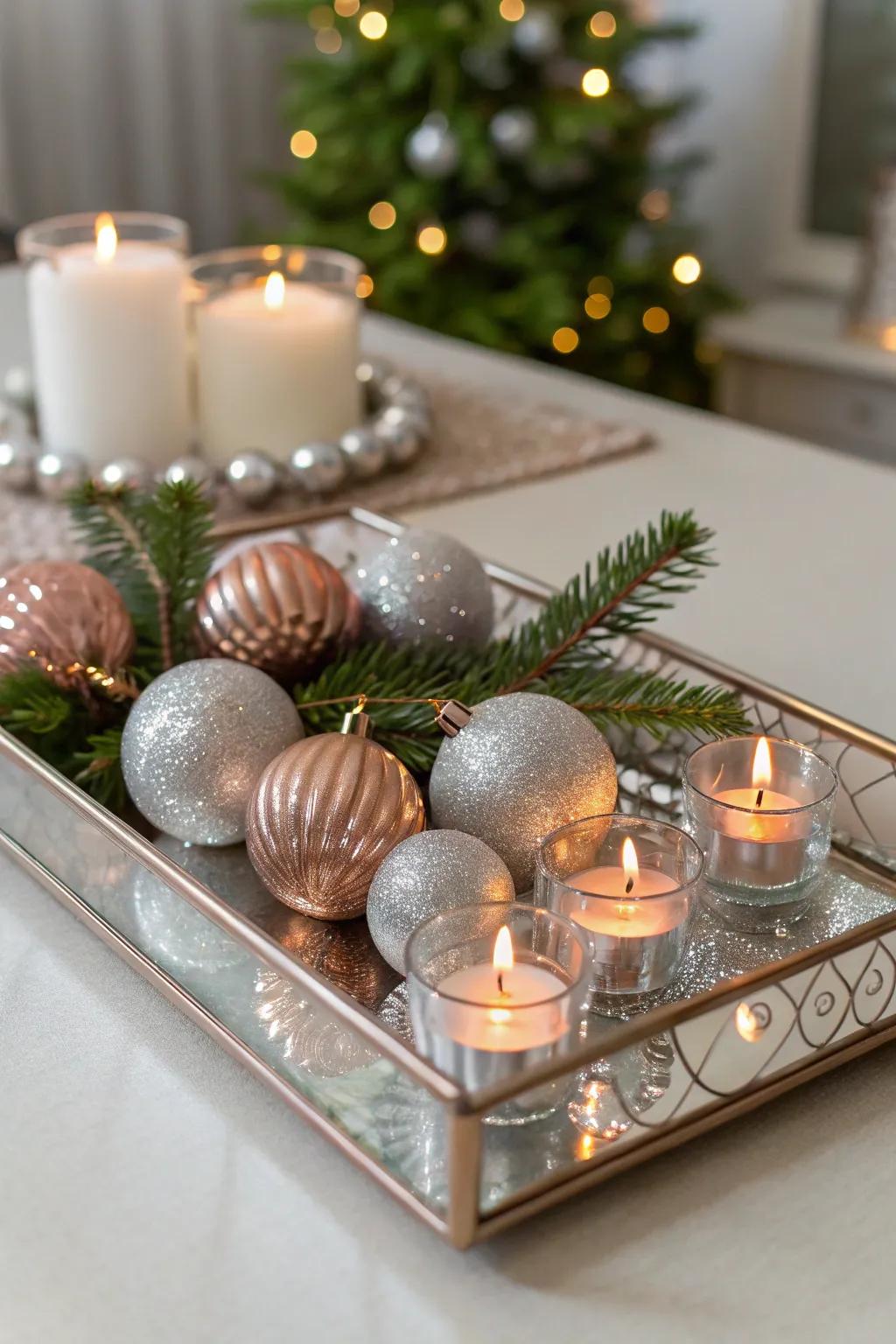 Modern metallics offer a sleek and contemporary holiday vibe.