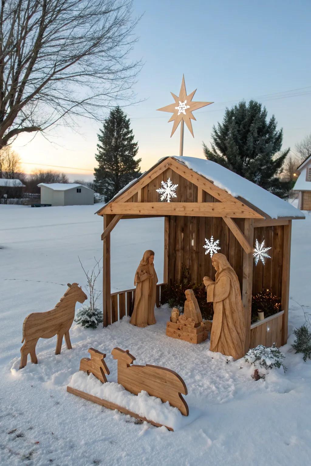 Capture the spirit with a pallet Nativity scene.