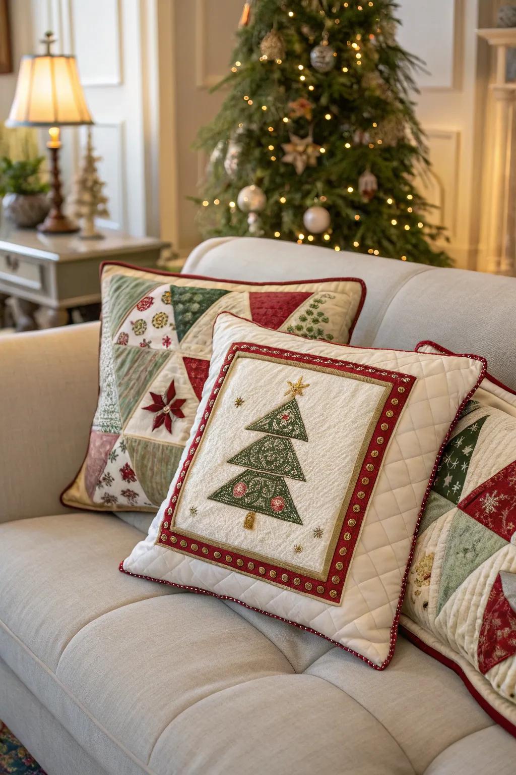 Quilted elegance adding warmth to the festive decor.