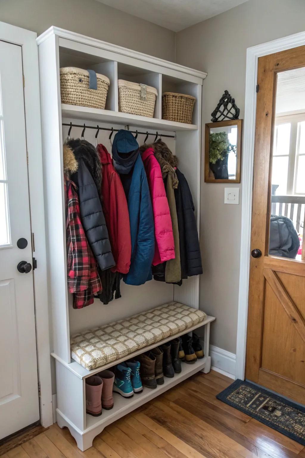 A clever use of a shoe organizer for versatile storage.