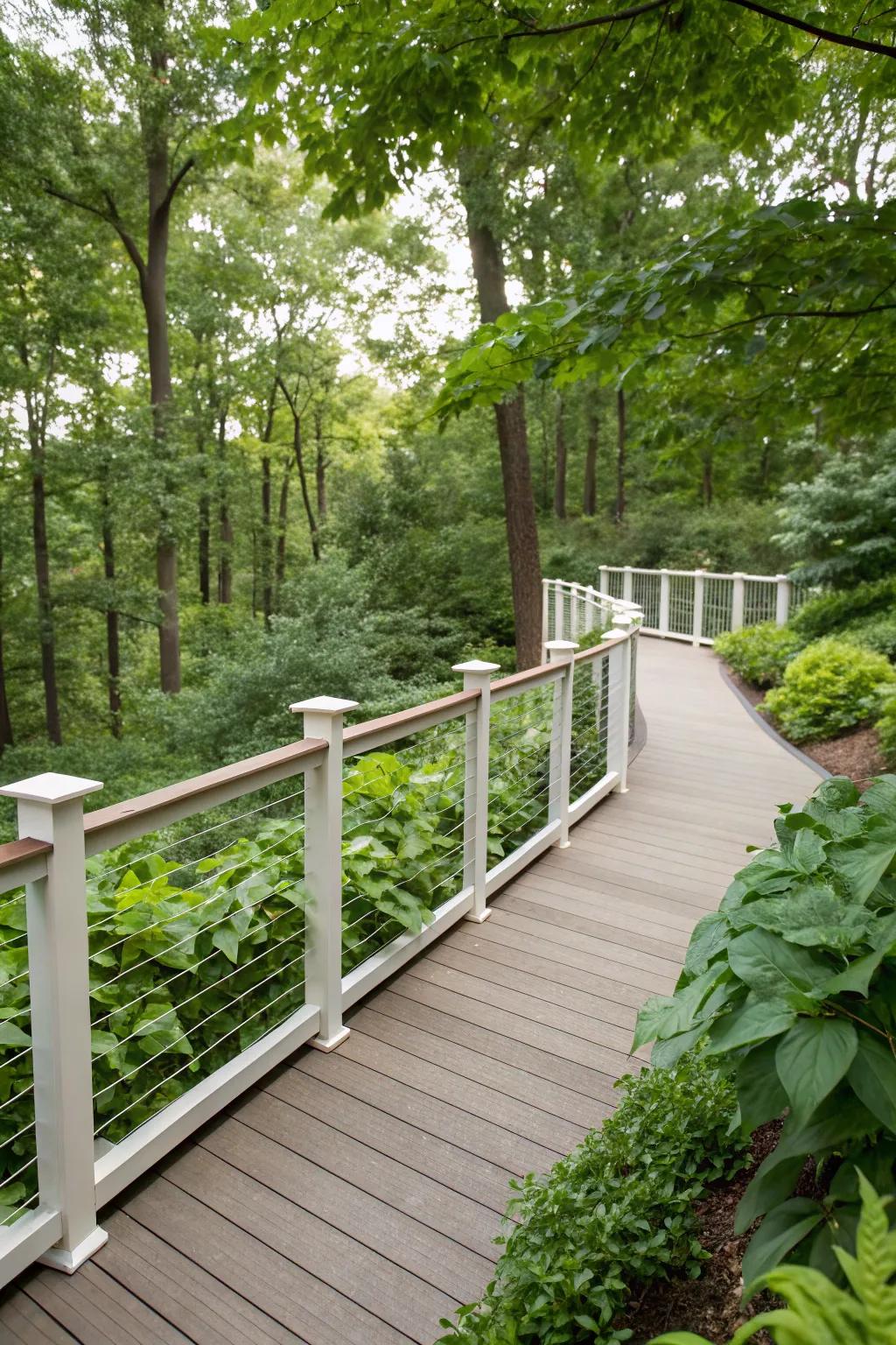 Eco-friendly railing materials blend with nature's beauty.