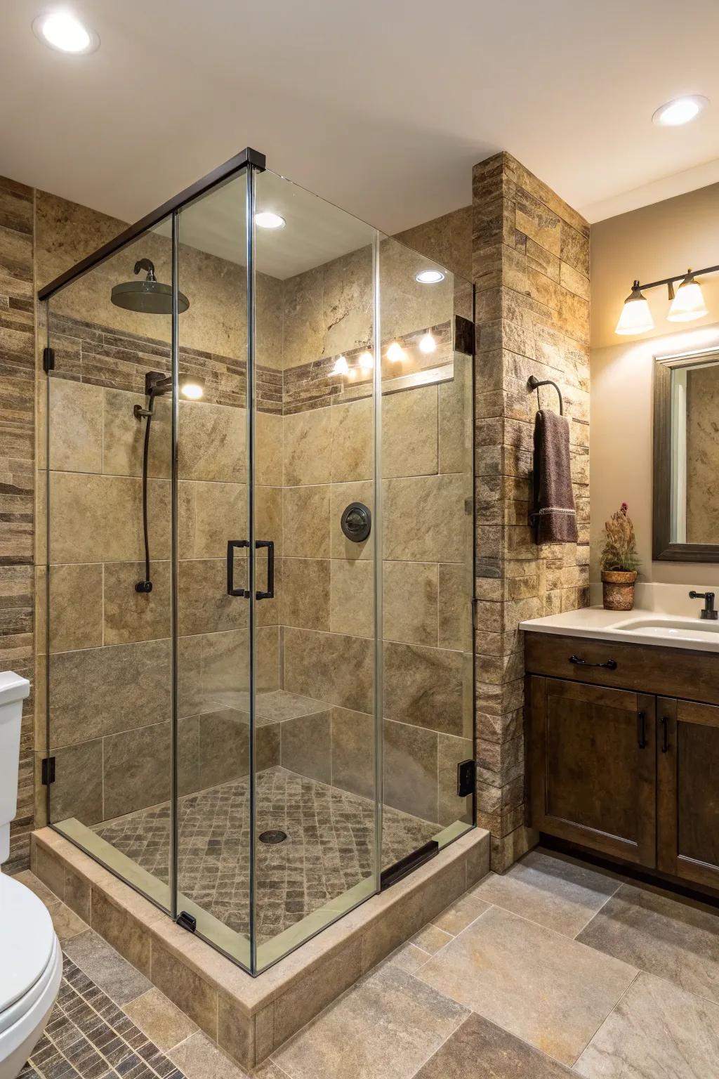 Natural stone tiles bring earthy elegance to your shower.