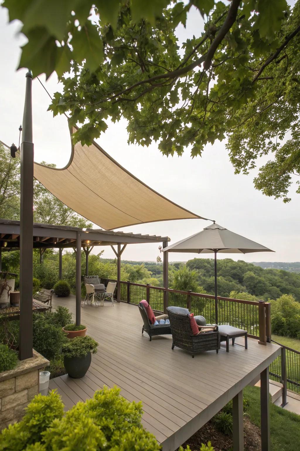 Adjustable canopies provide tailored shade solutions for any weather.