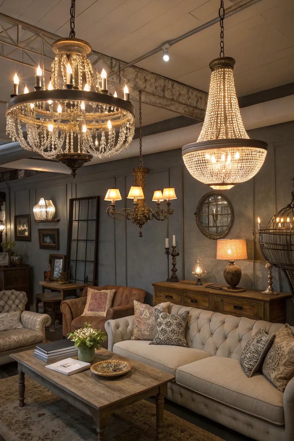 Mixing light fixtures adds a unique cozy vibe to any space.