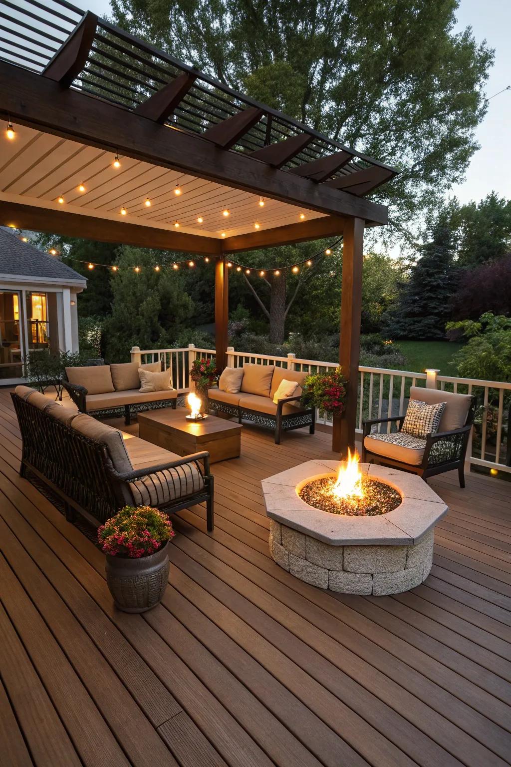 Fire pits create warmth and a focal point for gatherings.