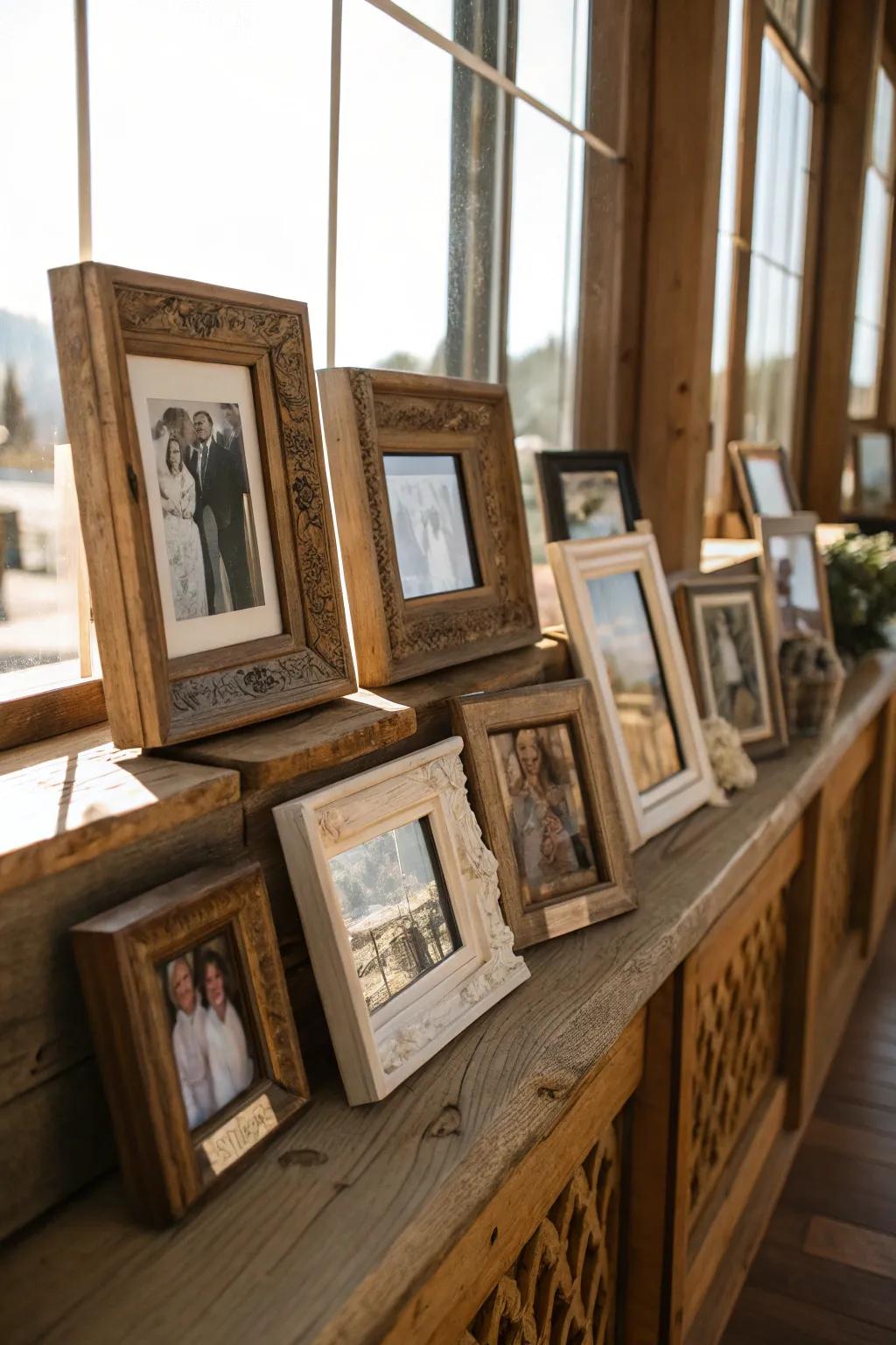 Rustic frames add warmth and a touch of countryside charm.