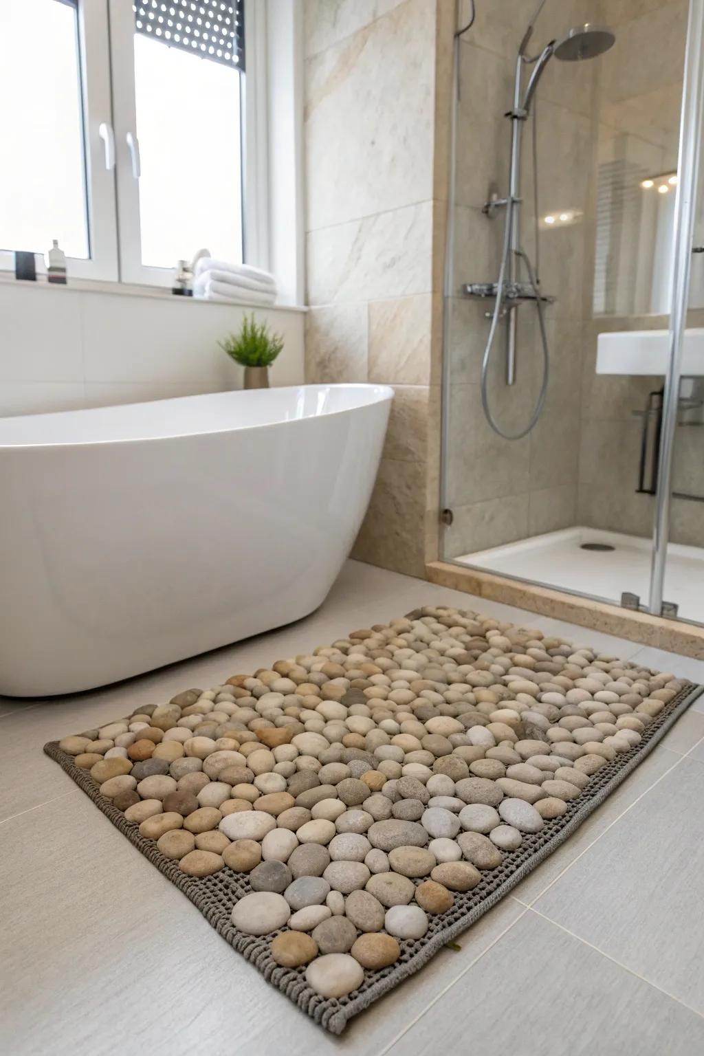 Transform your bathroom into a spa with a pebble bath mat.