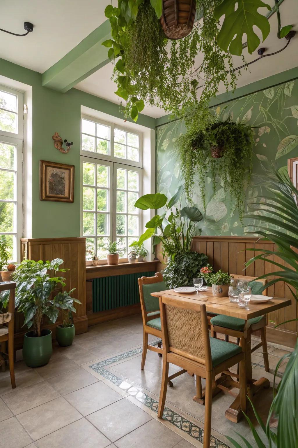 A tranquil dining room inspired by the serene tones of nature.