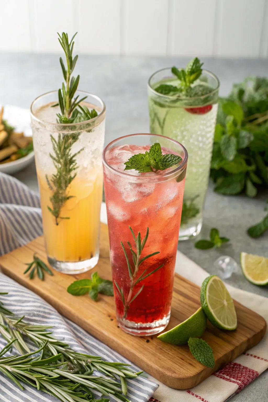 Refreshing herb-infused mocktails to kickstart the celebrations.