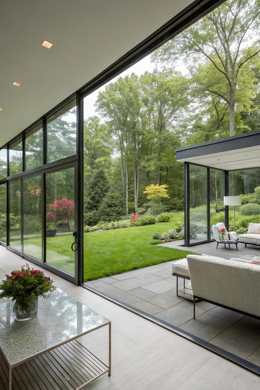 Glass walls that invite nature inside.