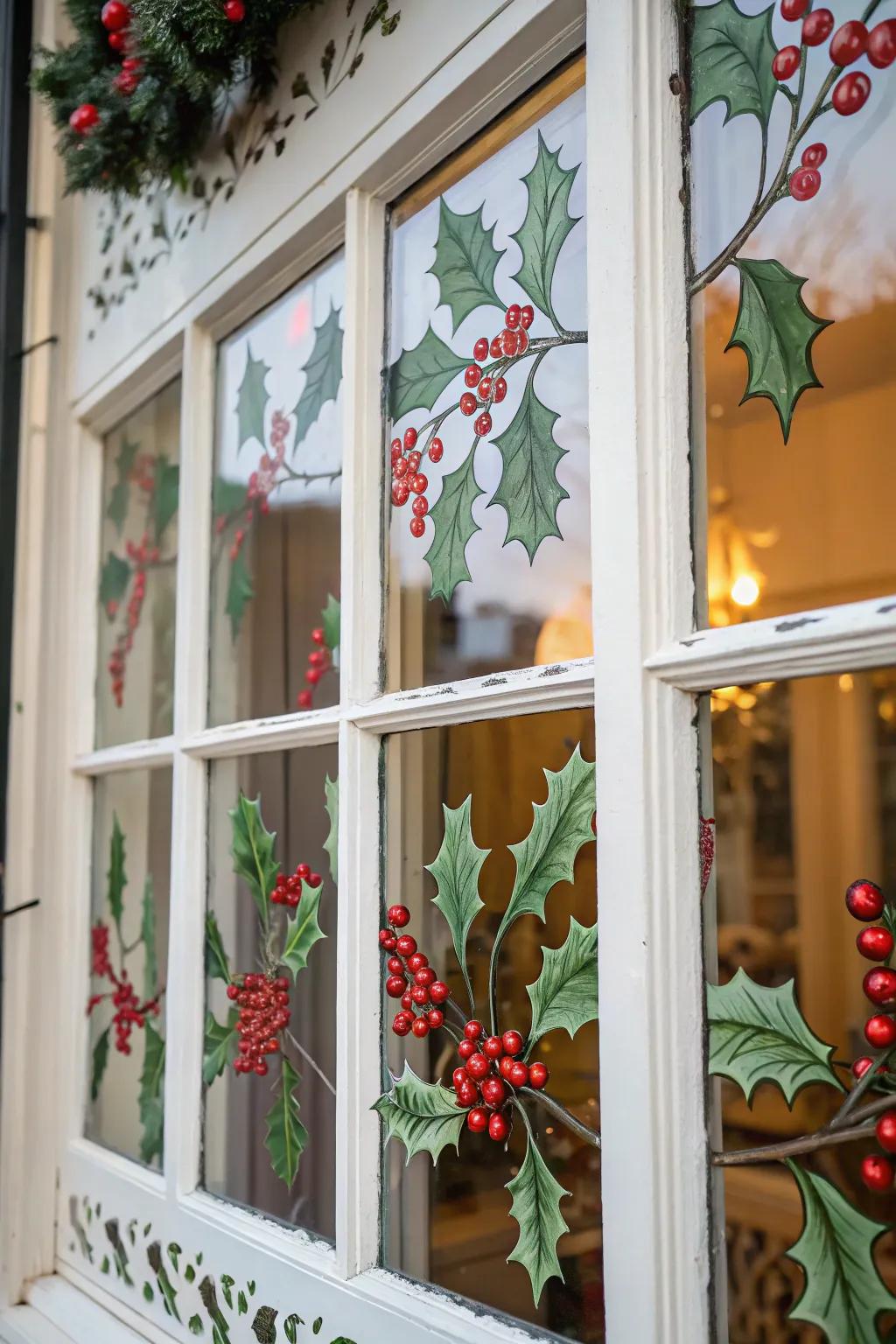 Traditional holly and mistletoe adding festive elegance