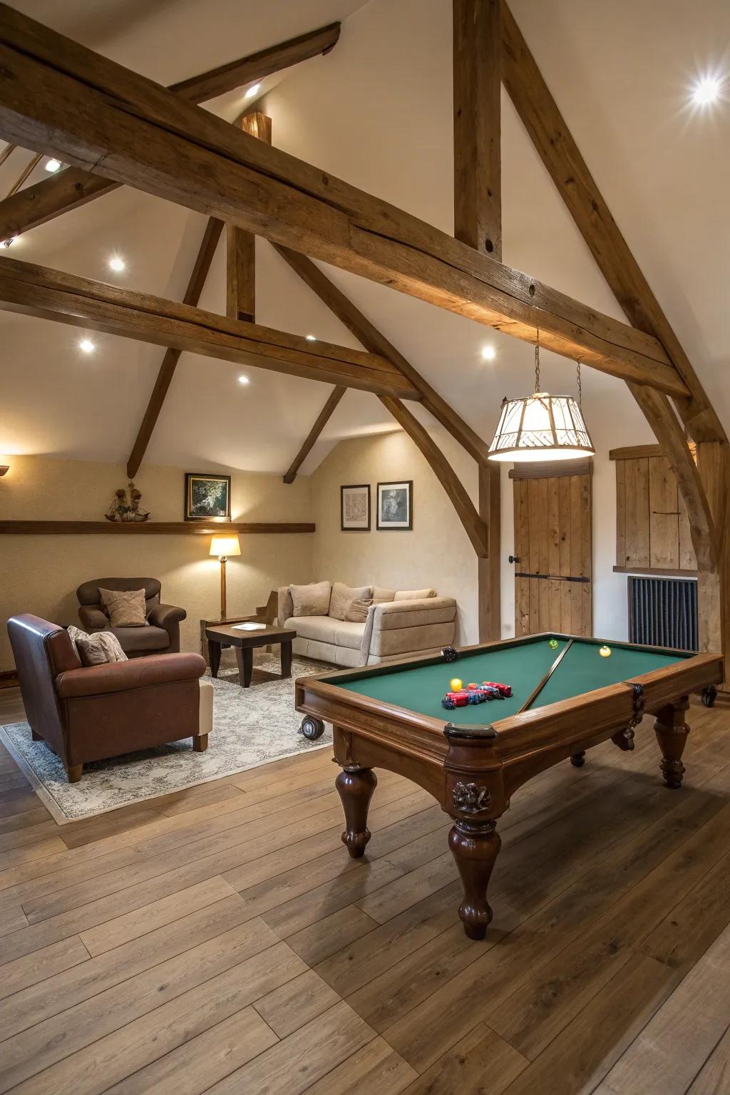 Turn your attic into a stylish billiards room, perfect for relaxing and playing.