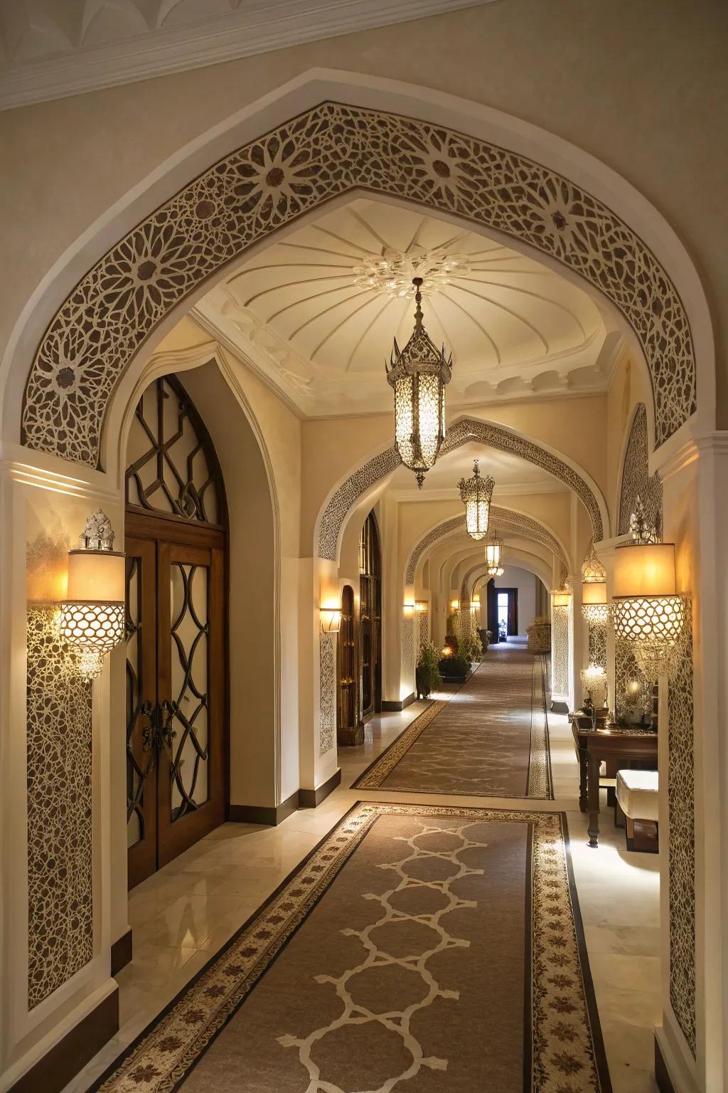 Unique architectural features add elegance to the entry hallway.