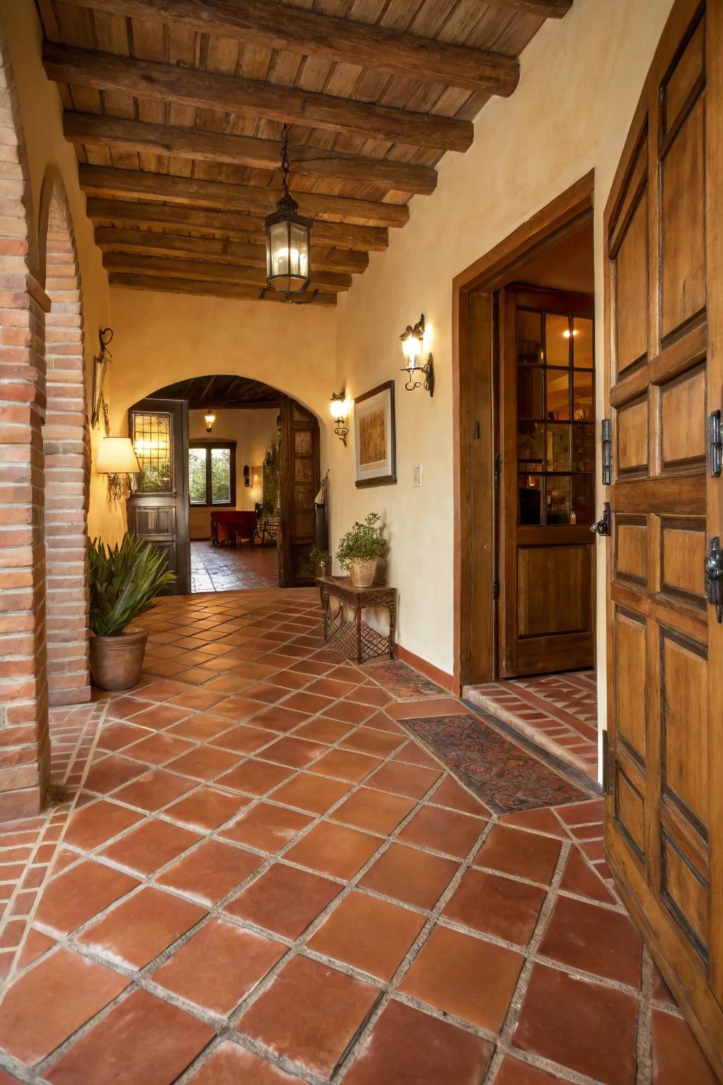 Terracotta tiles add rustic warmth.