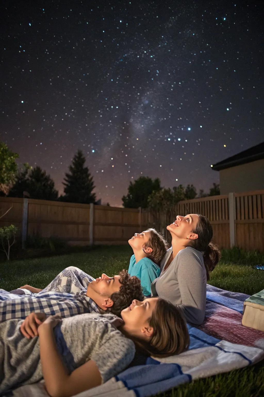 A peaceful star gazing night under a clear, star-filled sky.