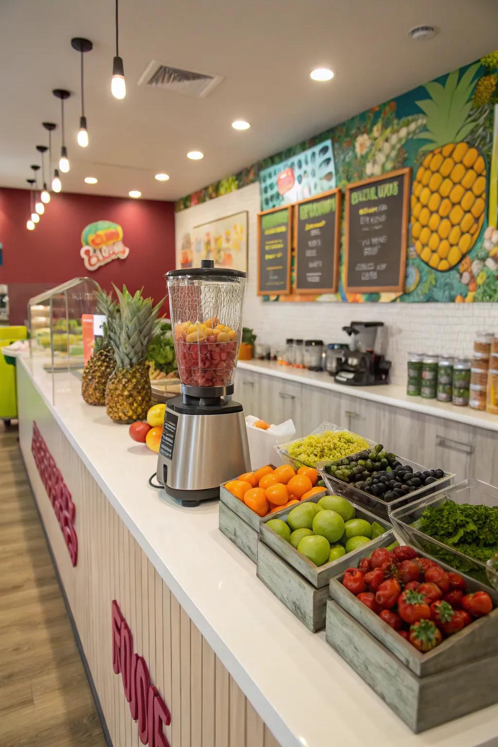 Fuel up with a refreshing smoothie station surprise in your basement.