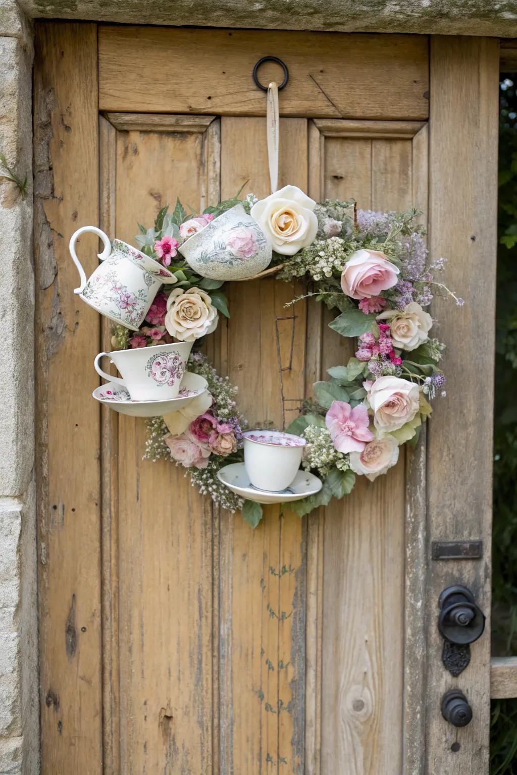 Step back in time with a tea party wreath.