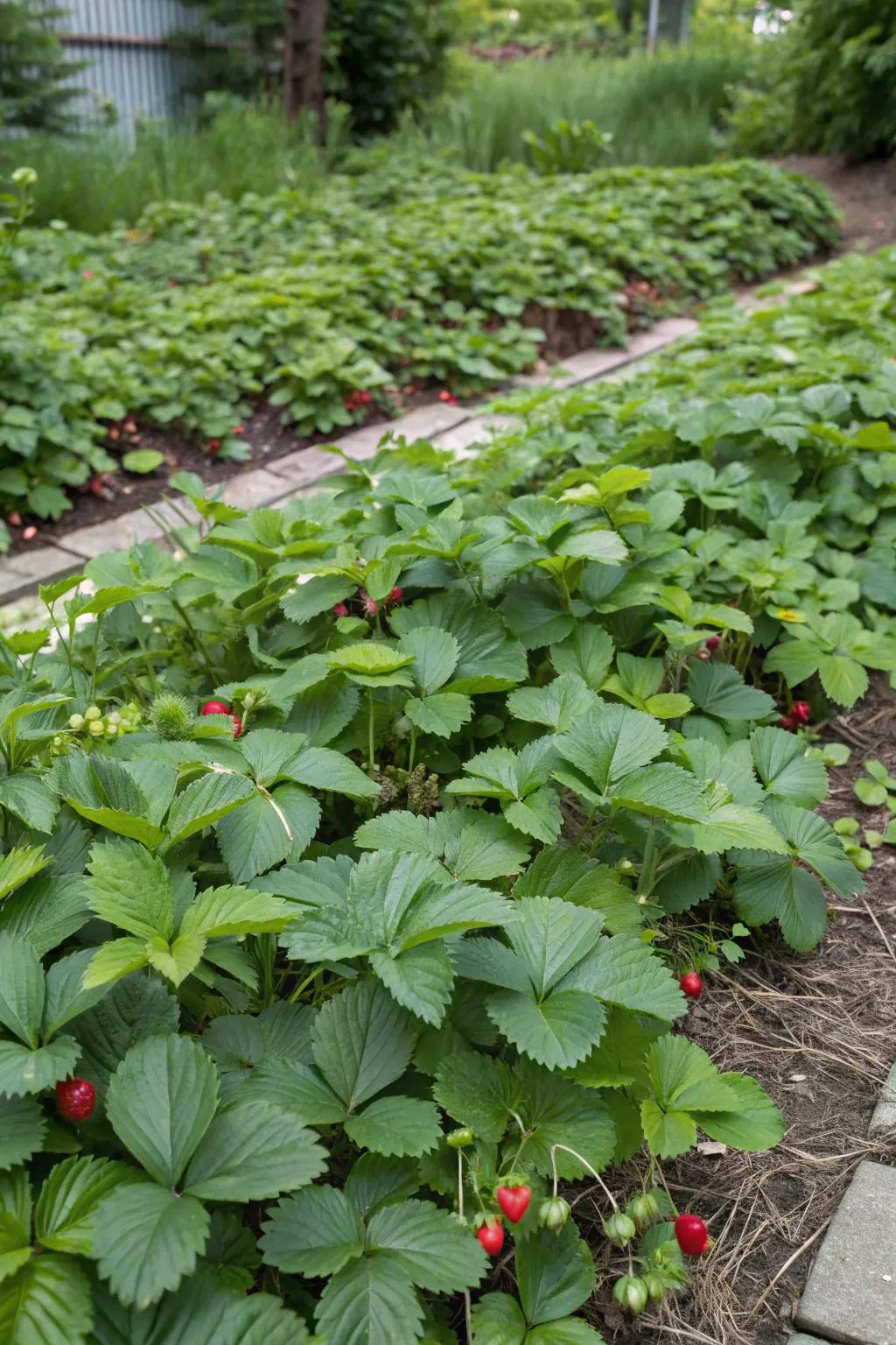 Ground-cover plants enhancing garden texture.