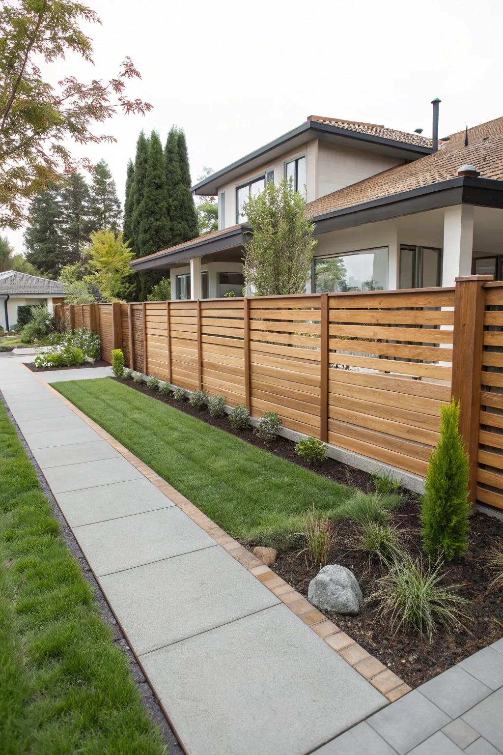 Contemporary fencing offers privacy and modern style.