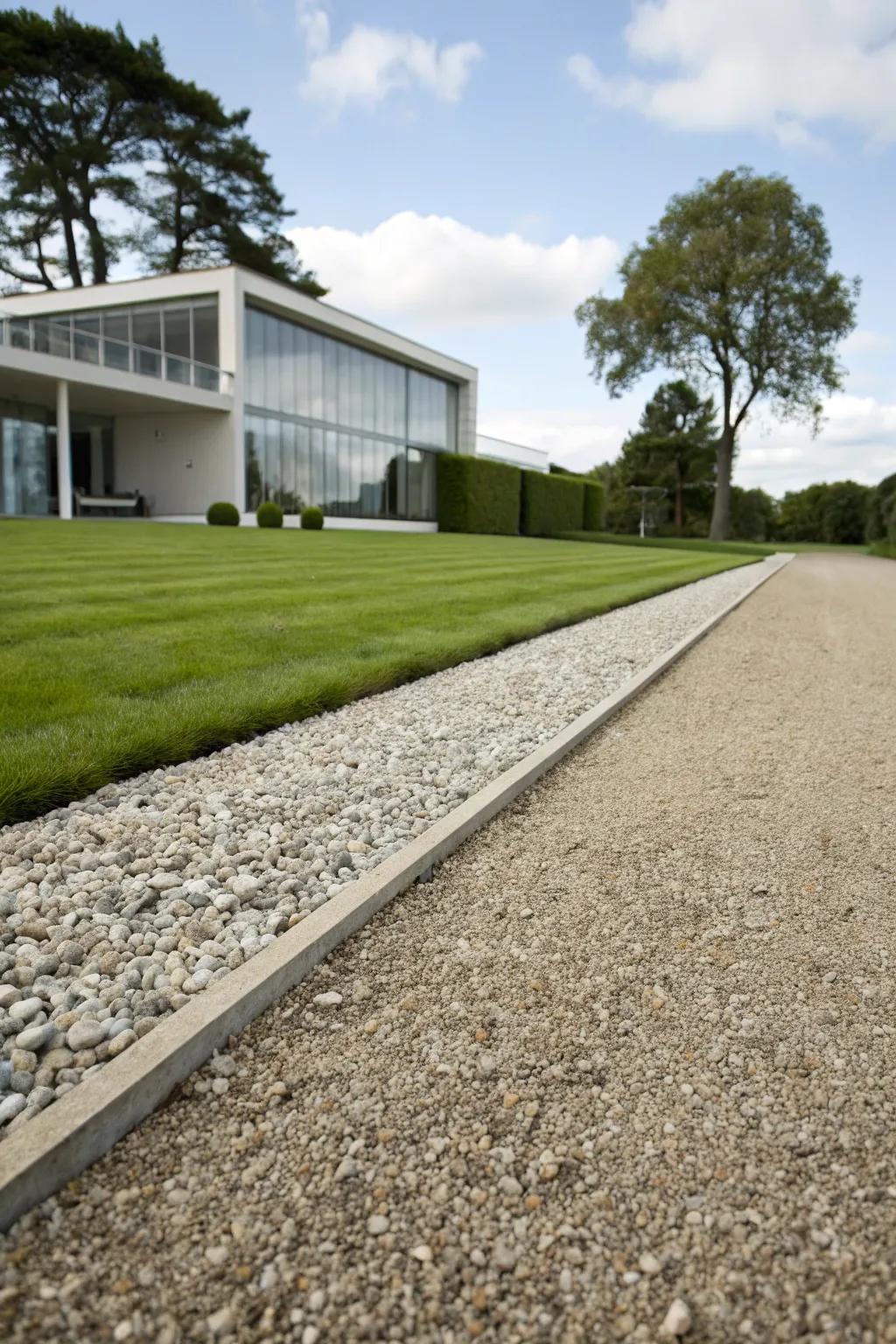 Concrete edging adds a crisp modern touch.