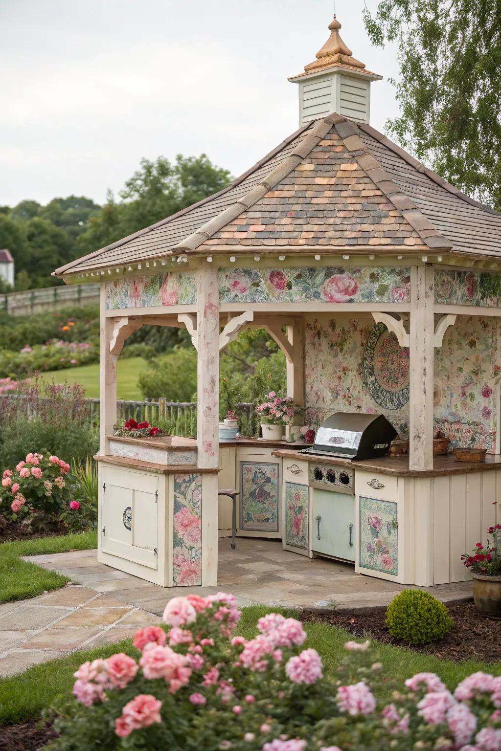 Enjoy a serene escape with a country cottage pavilion.