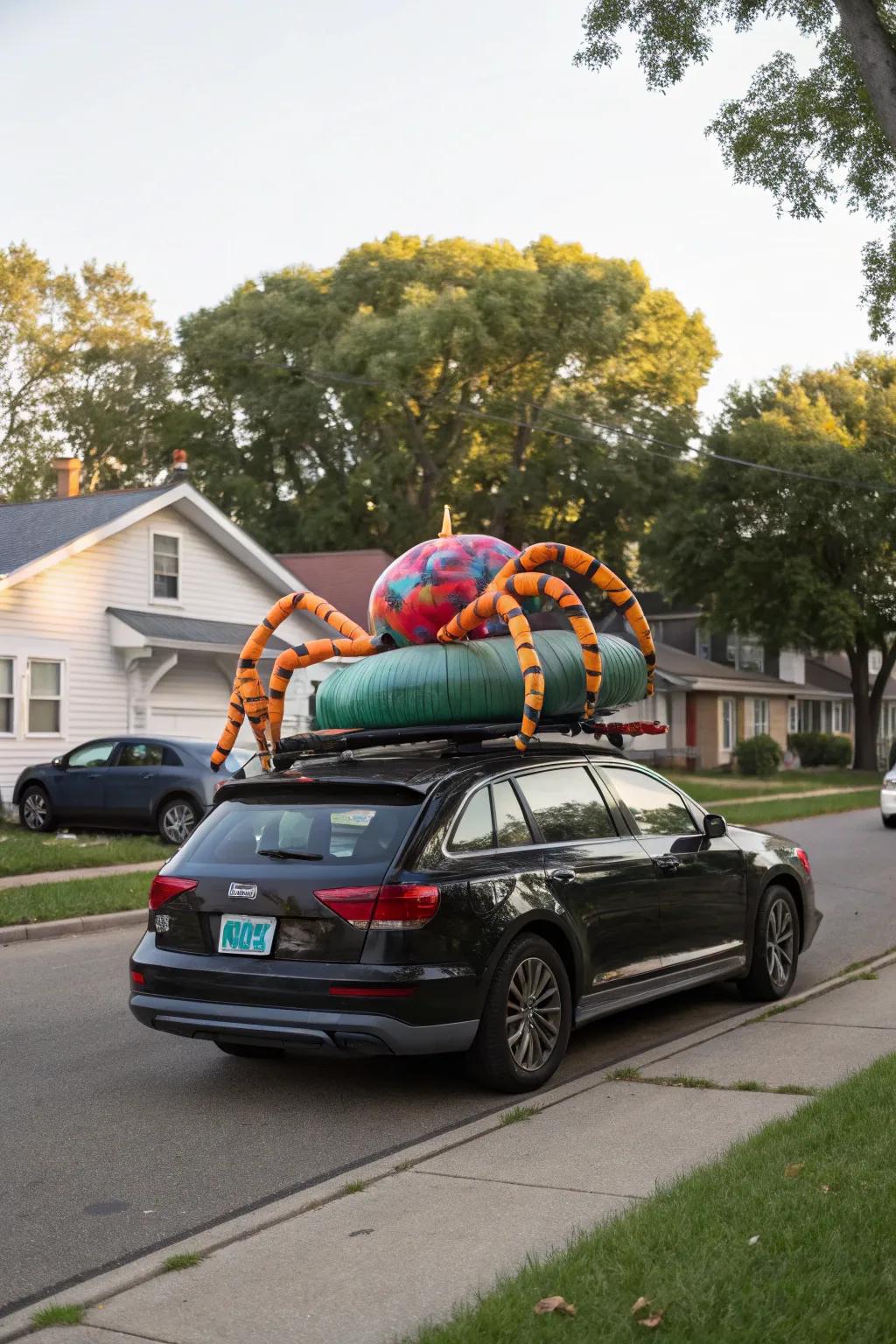 Inflatable creatures make your car's Halloween decor larger than life.