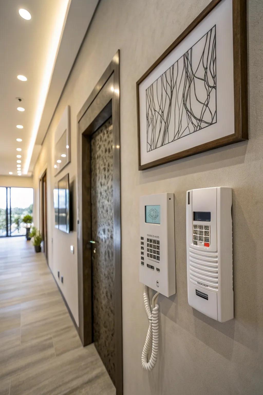 Artistic integration turns intercom systems into decorative features.