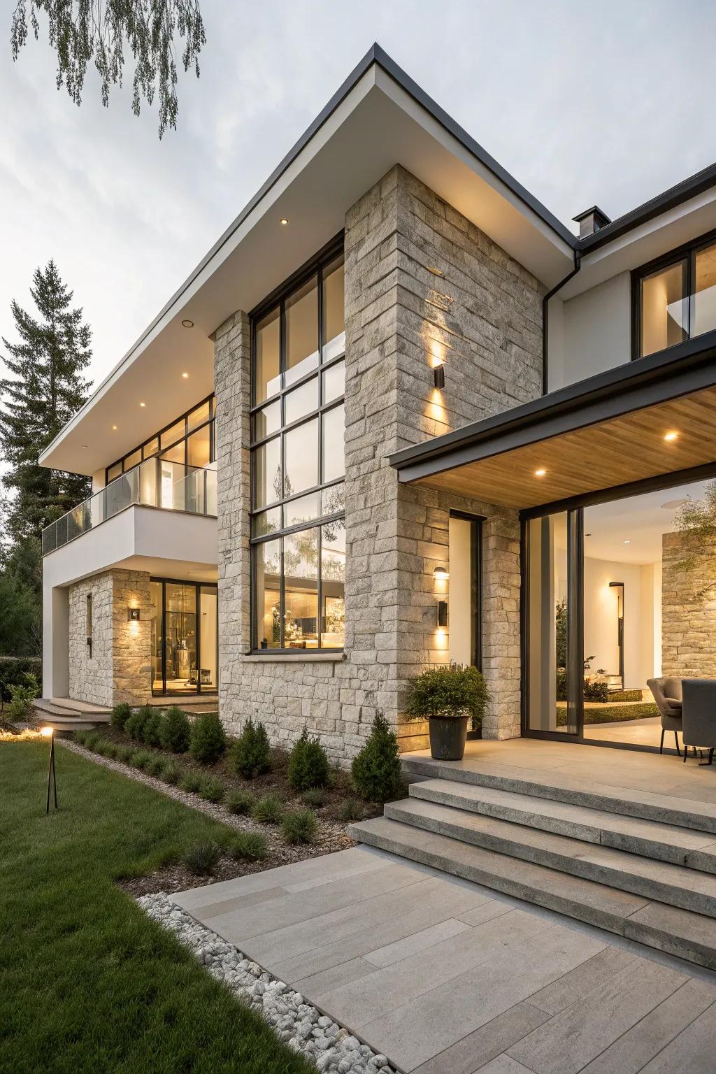 Subtle stone accents enhancing a modern design.
