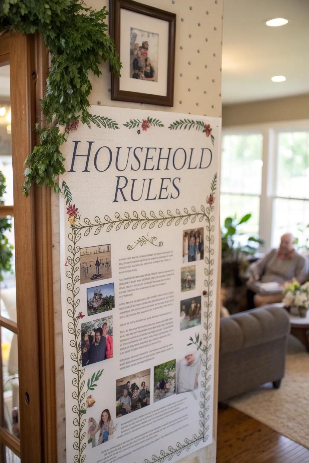 Promote peace with a well-displayed set of household rules.