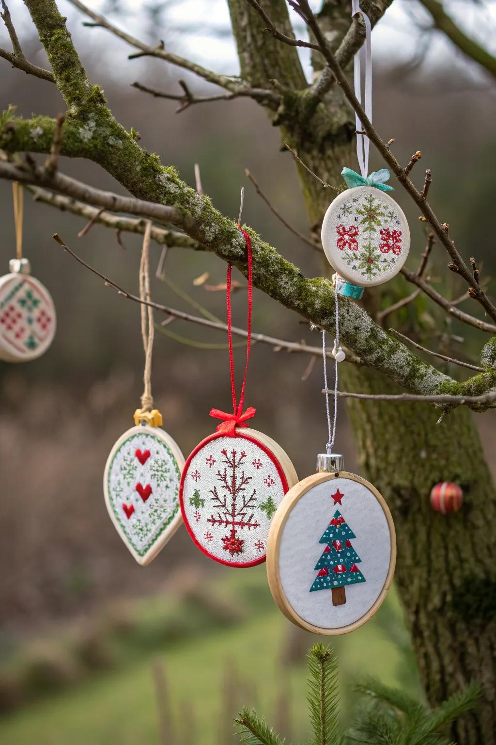 Cross stitch ornaments add charm to any festive occasion