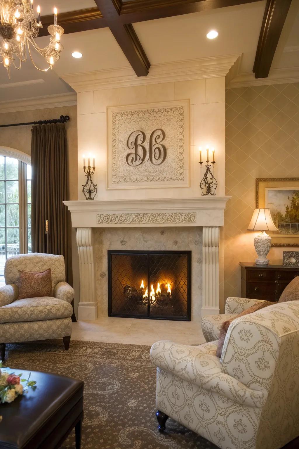 Sophistication meets warmth with an initials fire screen.