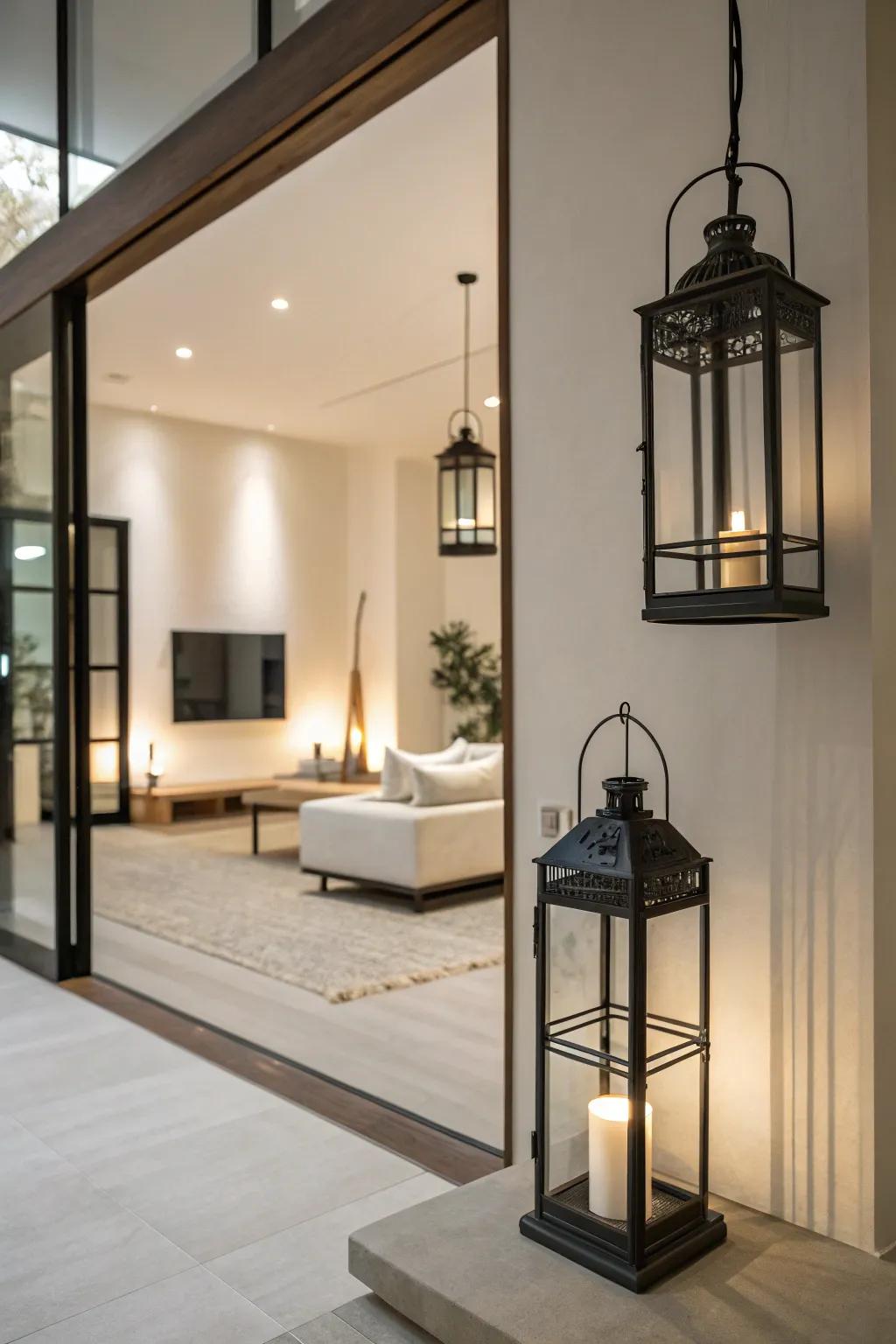 Minimalist lanterns make a statement with sleek simplicity.