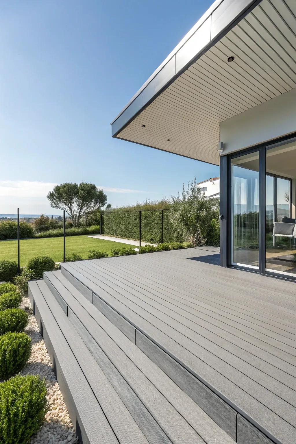 Composite decking skirting adds a sleek, modern touch to this outdoor space.