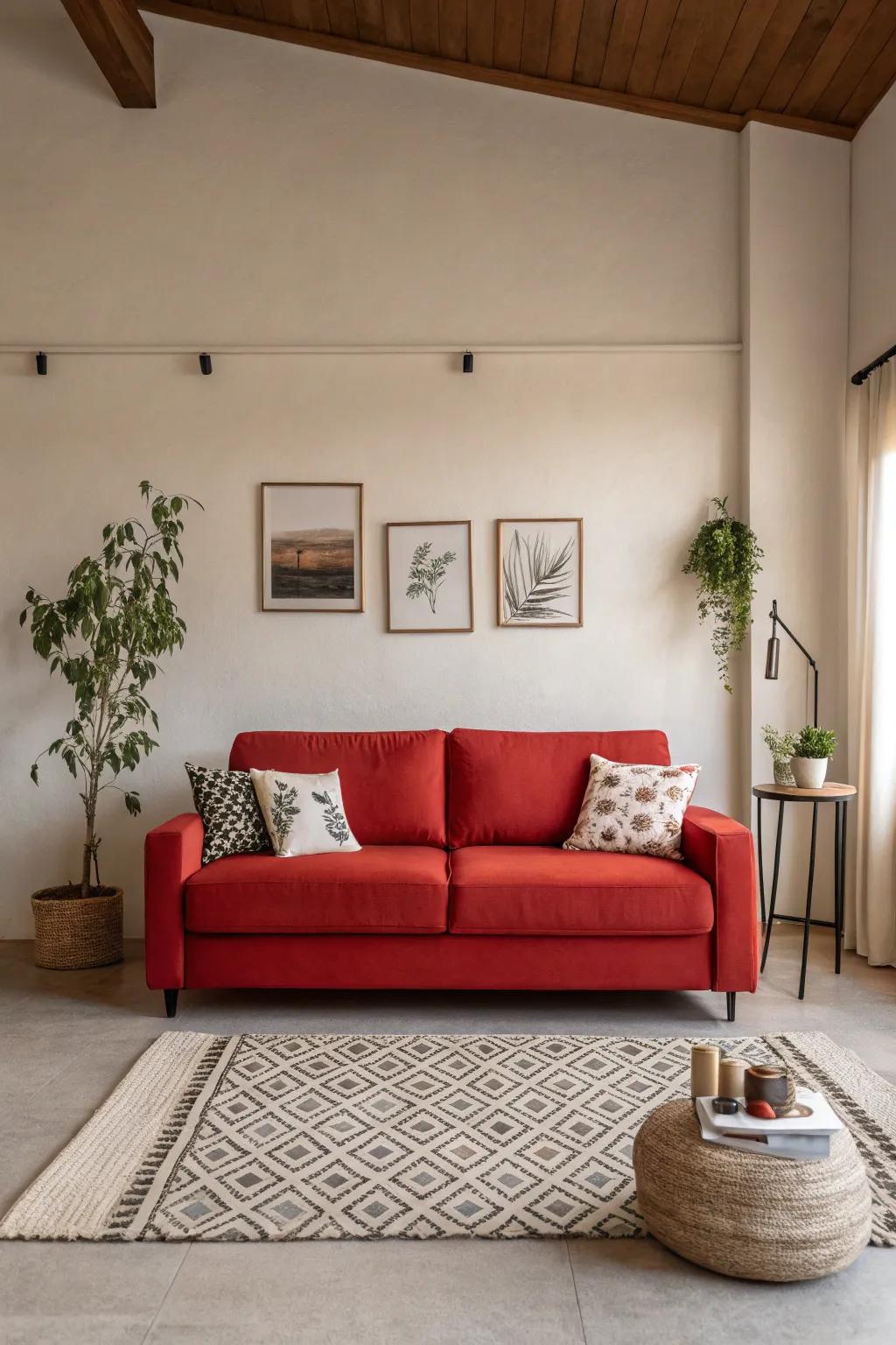 Minimalist couch making a bold statement.