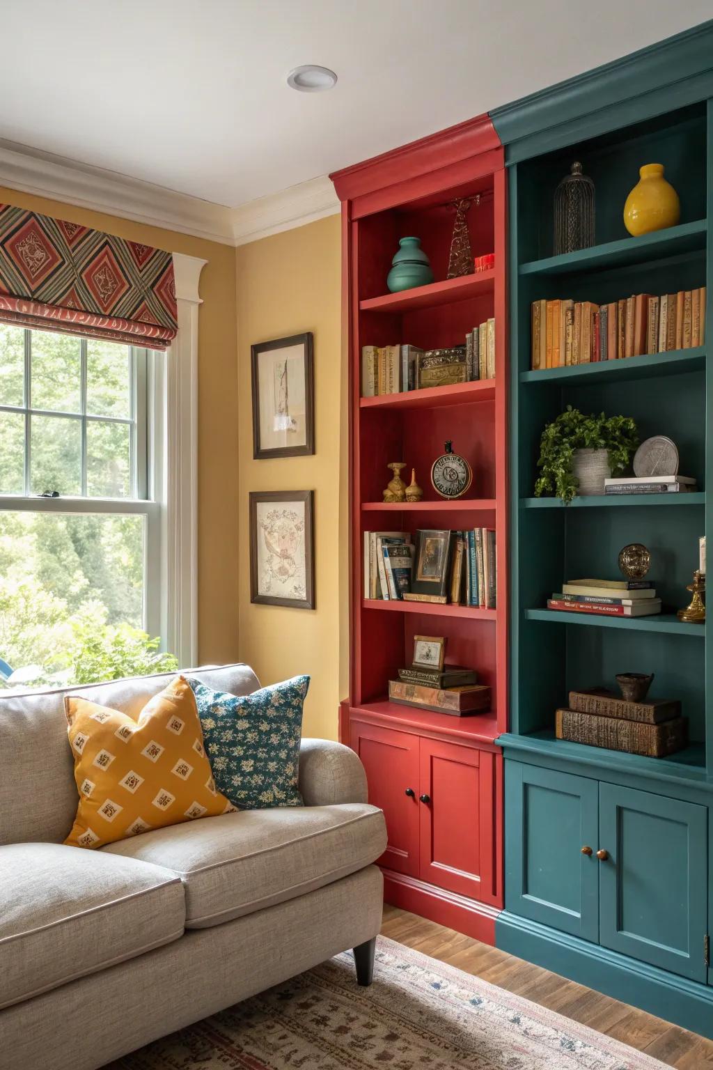 Contrasting colors making decor pop.