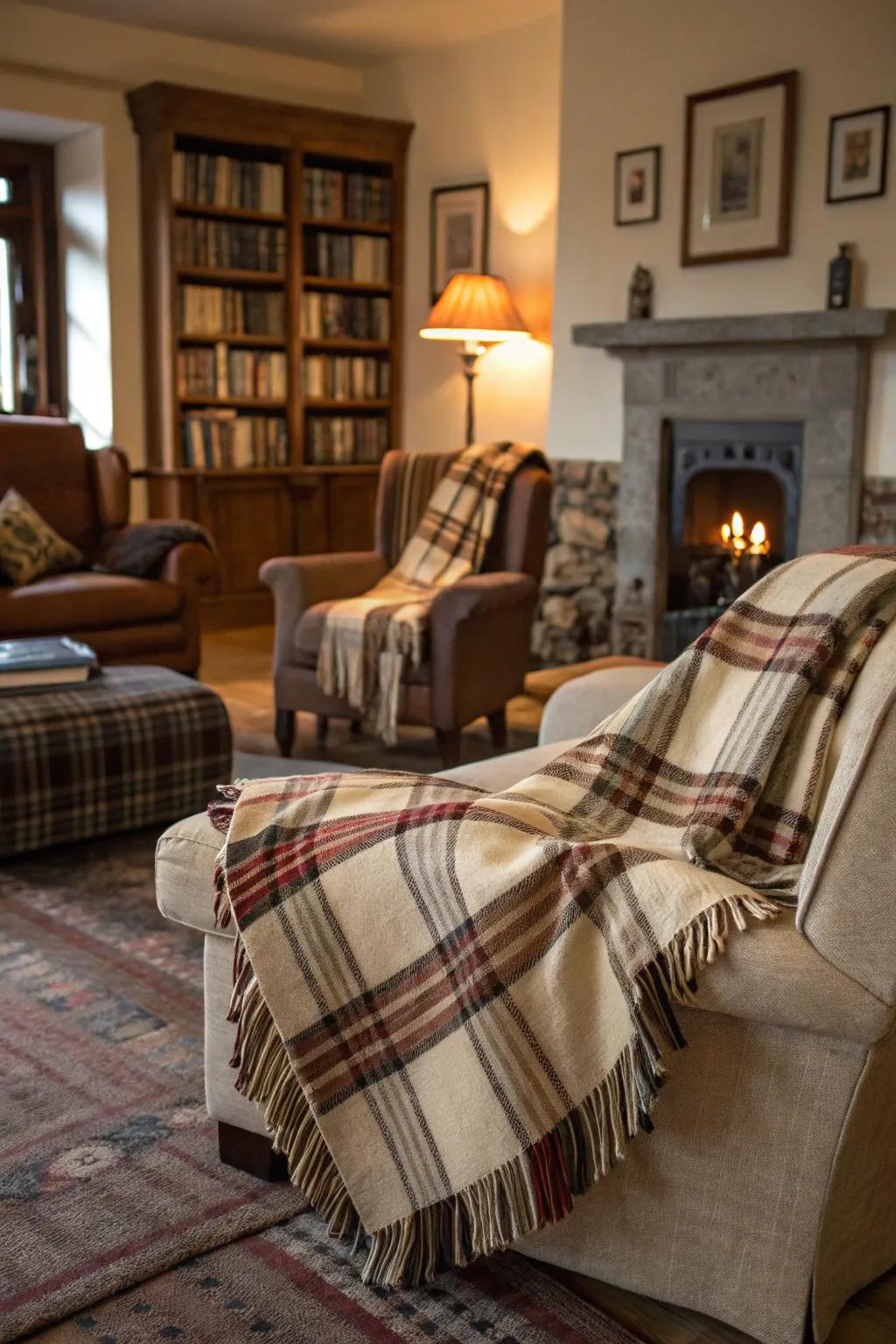 Western plaid throws for a cozy, inviting feel.