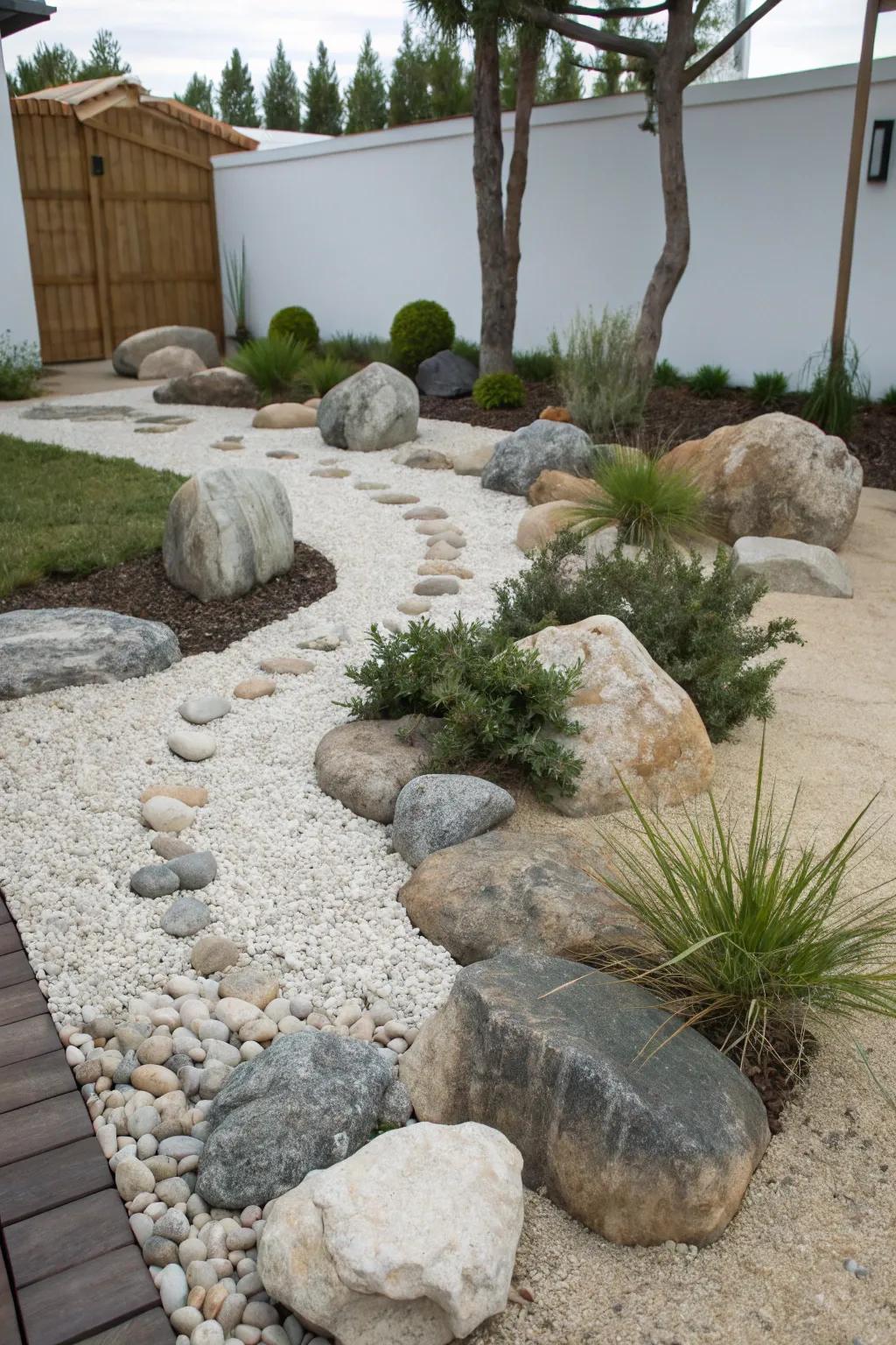 A rock garden providing a striking and low-maintenance landscape feature.