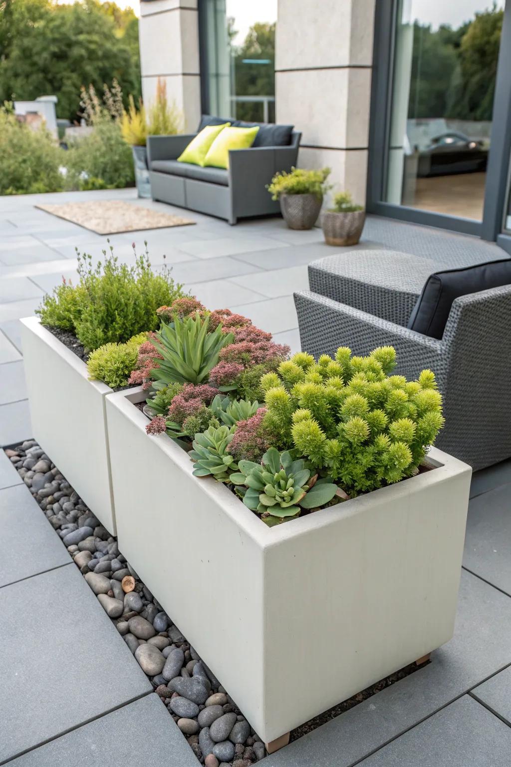 Brighten up your patio with colorful sedum.