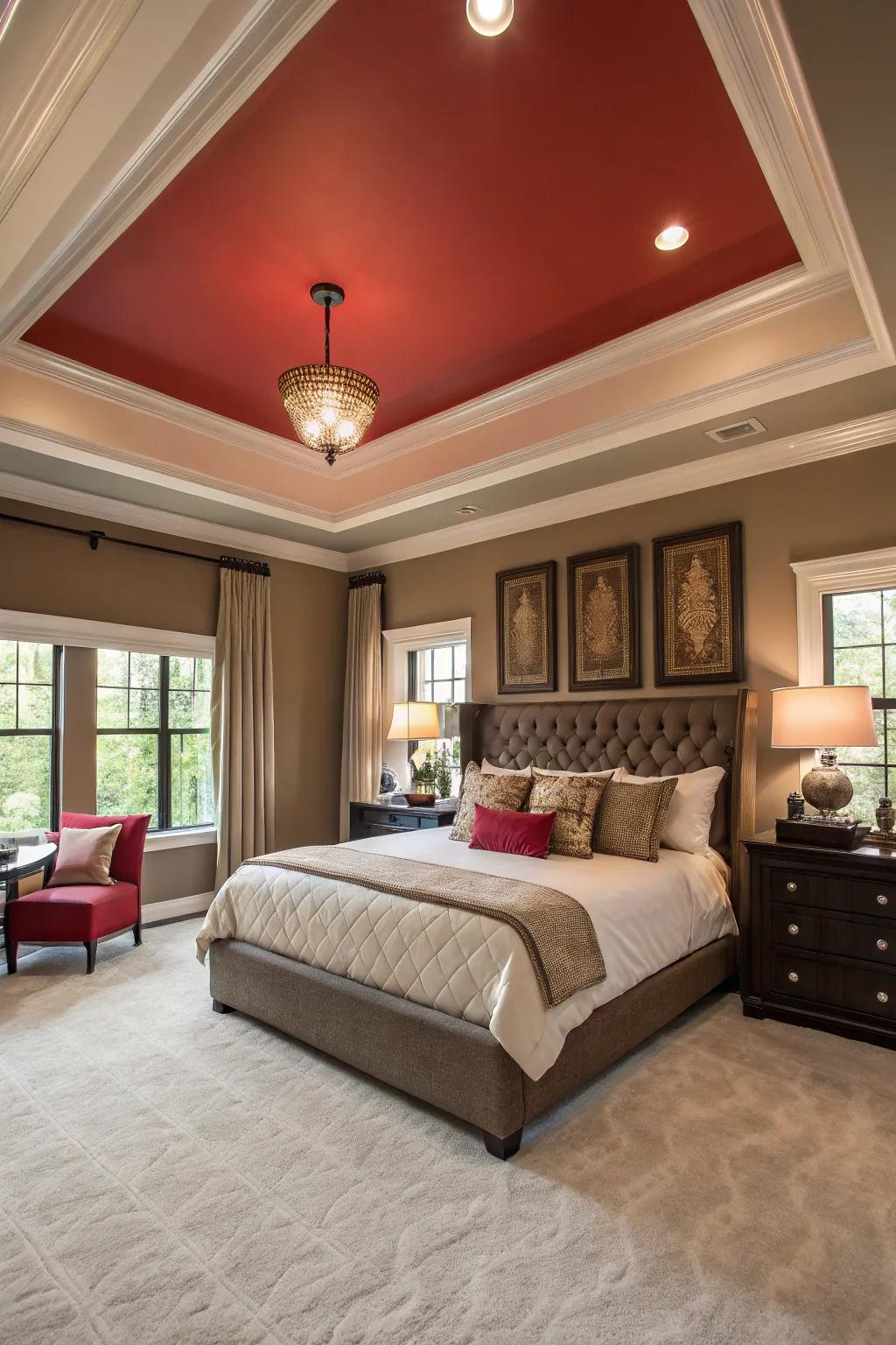 Bold colors can make your tray ceiling the star of the room.