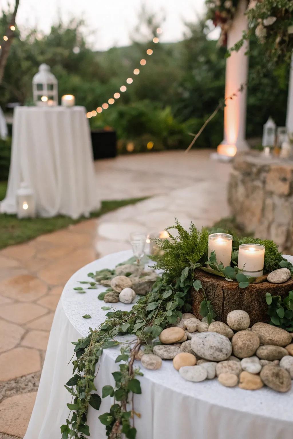 Natural elements add an earthy and calming touch to the table.