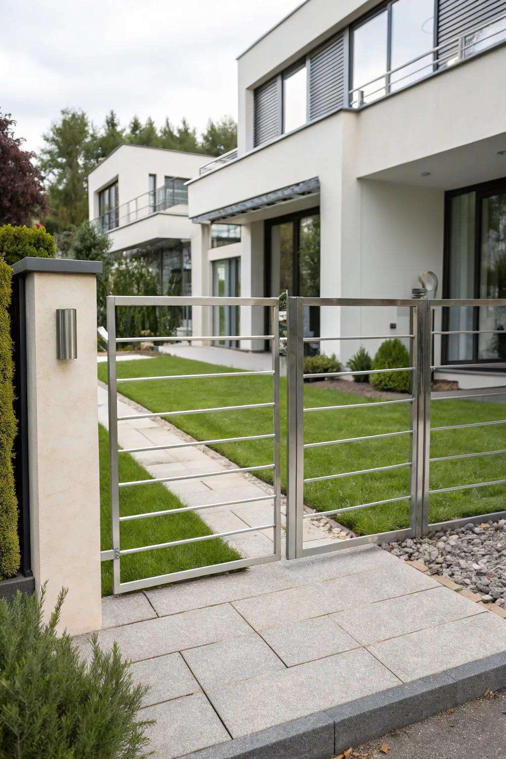 A minimalist metal gate that embodies simplicity and elegance.