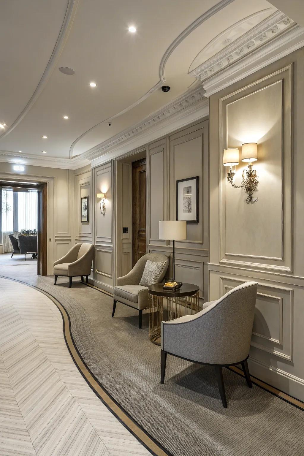 Curved baseboards for a touch of elegance.