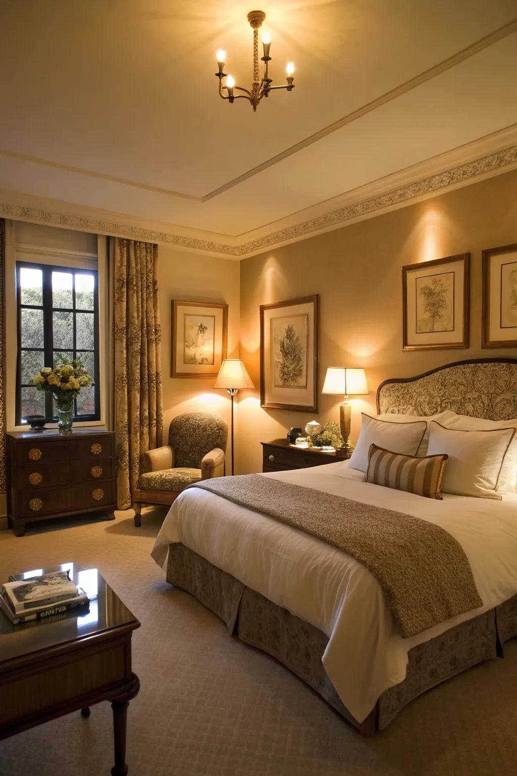 Soft lighting enhances the relaxing and warm ambiance.